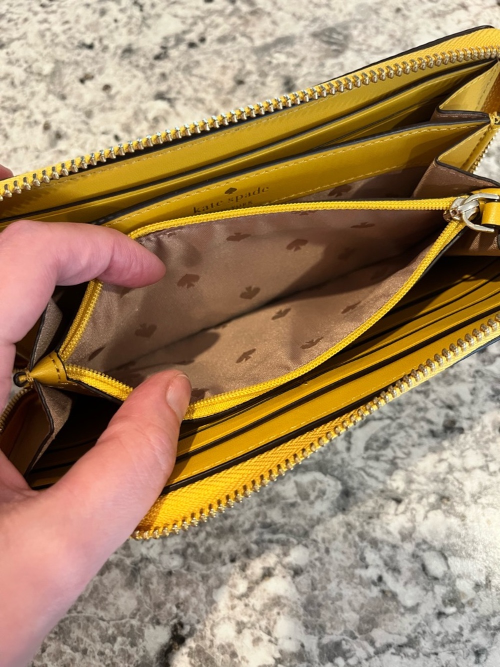 kate spade Yellow Pebbled Leather Zip Wallet - Picture 4 of 11